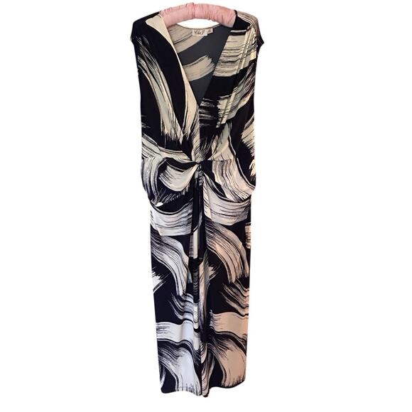 ELIZA J Women’s Blue White Jersey Knot Front Sleeveless Maxi Dress Plus Size 22 - Picture 1 of 10